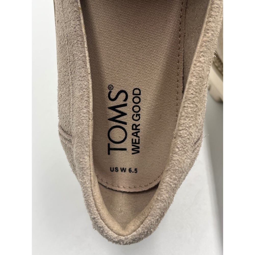 TOMS Suede Penny Loafers Women's 6.5 Taupe Lug Sole Platform Shoes - Picture 12 of 12
